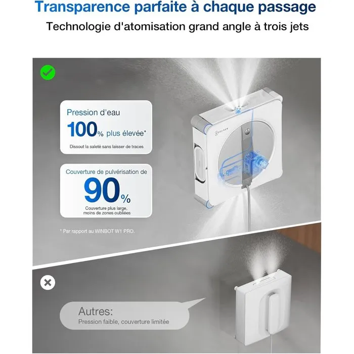 Ecovacs WINBOT W2S - Robot Nettoyage de vitres Blanc et Argent Ecovacs WINBOT W2S - Robot Nettoyage de vitres Blanc et Argent