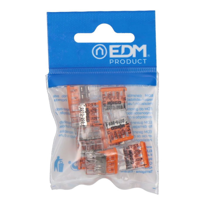 Wago Connecteur rapide 3 voies, transparent/orange, max 2,5 mm², 450V/24A, 10 pièces Wago Connecteur rapide 3 voies, transparent/orange, max 2,5 mm², 450V/24A, 10 pièces
