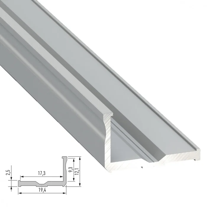 Profilé Aluminium Type E 2,02 m - Anodisé Plata