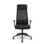 Chaise Pro536 Mécanisme d'inclinaison tissu Noir Base pyramidale noire Accoudoirs fixes Appui-tête Roulettes en nylon 50 mm