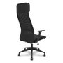 Chaise Pro536 Mécanisme d'inclinaison tissu Noir Base pyramidale noire Accoudoirs fixes Appui-tête Roulettes en nylon 50 mm