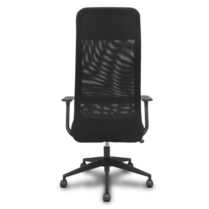Chaise Pro536 Mécanisme d'inclinaison tissu Noir Base pyramidale noire Accoudoirs fixes Appui-tête Roulettes en nylon 50 mm