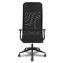 Chaise Pro536 Mécanisme d'inclinaison tissu Noir Base pyramidale noire Accoudoirs fixes Appui-tête Roulettes en nylon 50 mm