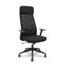 Chaise Pro536 Mécanisme d'inclinaison tissu Noir Base pyramidale noire Accoudoirs fixes Appui-tête Roulettes en nylon 50 mm