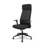 Chaise Pro536 Mécanisme d'inclinaison tissu Noir Base pyramidale noire Accoudoirs fixes Appui-tête Roulettes en nylon 50 mm
