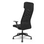 Chaise Pro536 Mécanisme d'inclinaison tissu Noir Base pyramidale noire Accoudoirs fixes Appui-tête Roulettes en nylon 50 mm