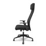 Chaise Pro536 Mécanisme d'inclinaison tissu Noir Base pyramidale noire Accoudoirs fixes Appui-tête Roulettes en nylon 50 mm