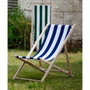 Jardin Prive Chaise longue chilienne en hêtre, rayures bleu et blanc