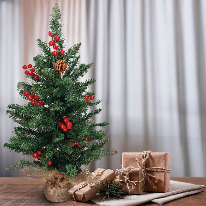 Bambasy Sapin de Noël artificiel LED Ponak 0,6 m, 75 branches