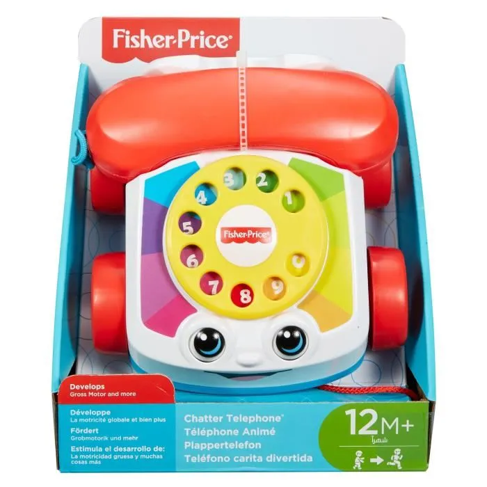 Fisher-Price FGW66 Le Téléphone Animé - Jouet d'éveil interactif pour bébé à partir de 12 mois (rouge et bleu)
