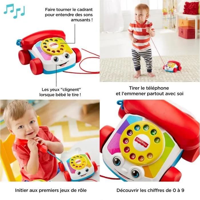 Fisher-Price FGW66 Le Téléphone Animé - Jouet d'éveil interactif pour bébé à partir de 12 mois (rouge et bleu)