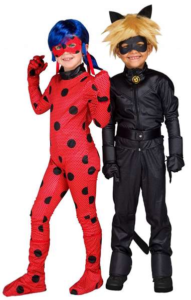 My Other Me Déguisement Ladybug avec Combinaison, Gants, Protège-Bottes, Masque, Perruque, Yo-Yo et Boucles d'Oreilles - Taille 9-11 Ans