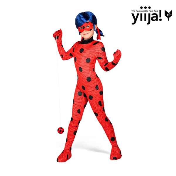 My Other Me Déguisement Ladybug avec Combinaison, Gants, Protège-Bottes, Masque, Perruque, Yo-Yo et Boucles d'Oreilles - Taille 9-11 Ans