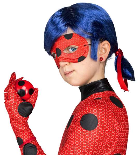 My Other Me Déguisement Ladybug avec Combinaison, Gants, Protège-Bottes, Masque, Perruque, Yo-Yo et Boucles d'Oreilles - Taille 9-11 Ans