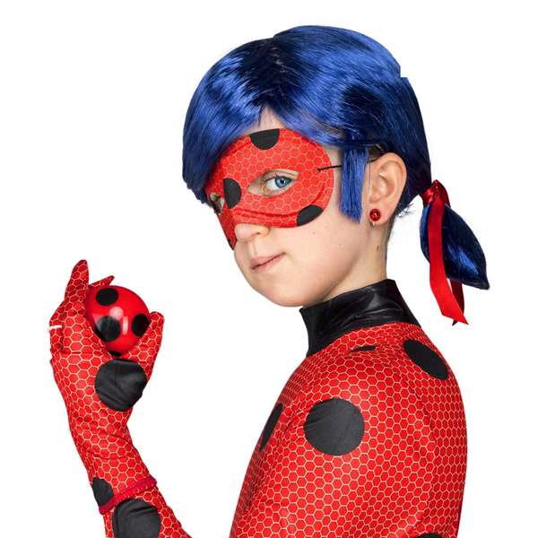 My Other Me Déguisement Ladybug avec Combinaison, Gants, Protège-Bottes, Masque, Perruque, Yo-Yo et Boucles d'Oreilles - Taille 9-11 Ans