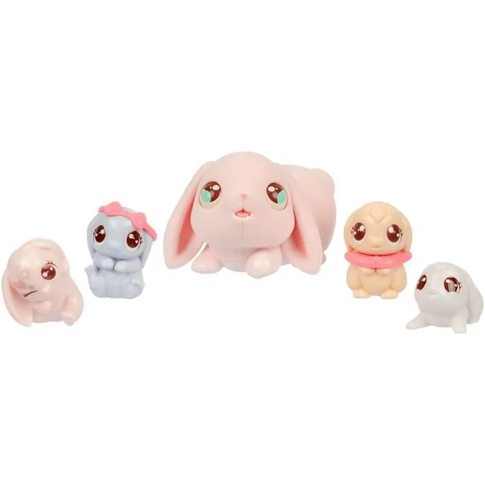 Little Live Pets Set de jeu Mama Surprise Mini Lapins avec Bébés et Accessoires Personnalisables - Jouet interactif