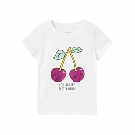 T shirt à manches courtes Enfant Name It Nmfvibeke Capsl Blanc