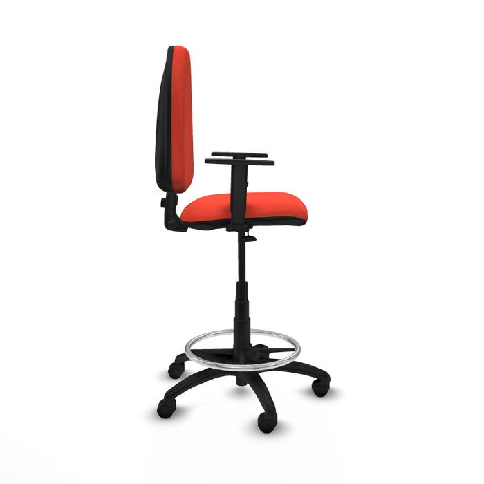 Tabouret Aýna taburete Contact permament de base Tissu Orange foncé Structure polyamide noire Accoudoir 1D Sans appui-tête Roulettes en nylon 50 mm