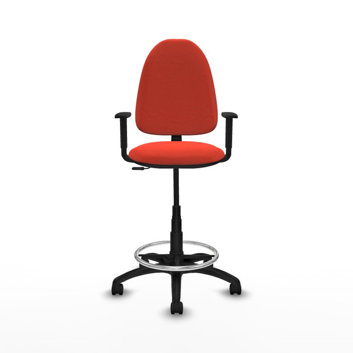 Tabouret Aýna taburete Contact permament de base Tissu Orange foncé Structure polyamide noire Accoudoir 1D Sans appui-tête Roulettes en nylon 50 mm