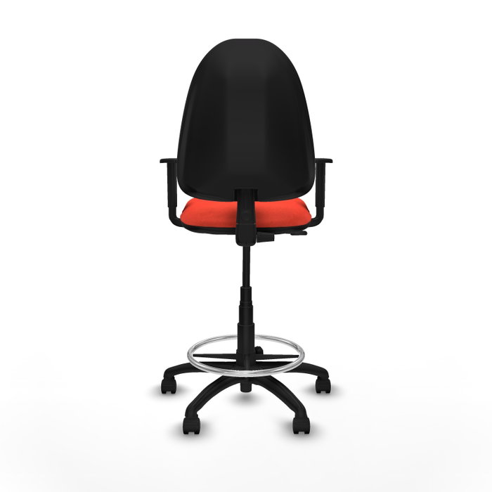 Tabouret Aýna taburete Contact permament de base Tissu Orange foncé Structure polyamide noire Accoudoir 1D Sans appui-tête Roulettes en nylon 50 mm