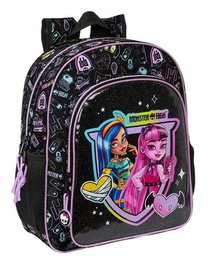 Safta Mochila Junior Adapt.Carro Monster High, Sac à dos trolley pour enfants, 32 x 38 x 12 cm