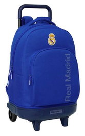 Safta - Sac à dos Grand format avec roulettes et chariot extraible, Real Madrid, Dimensions: 33 x 45 x 22 cm, Âge recommandé: 36 mois
