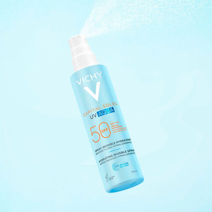 Vichy Capital Soleil SPF 50 UV Aqua Spray Invisible Corps et Visage 200 ml - Haute Protection Hydratante Résistante à l'Eau Vichy Capital Soleil SPF 50 UV Aqua Spray Invisible Corps et Visage 200 ml - Haute Protection Hydratante Résistante à l'Eau
