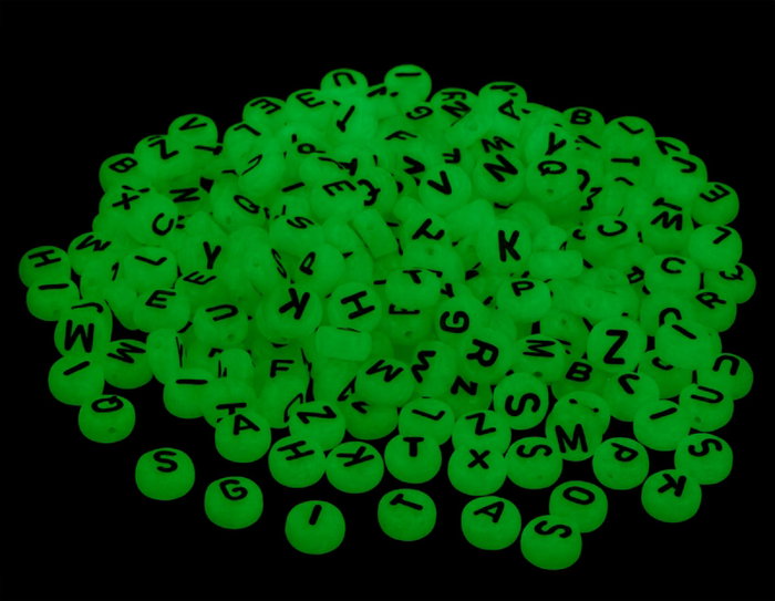 Innspiro Perles Alphabet Phosphorescentes 1200pcs 7mm Pot de plastique