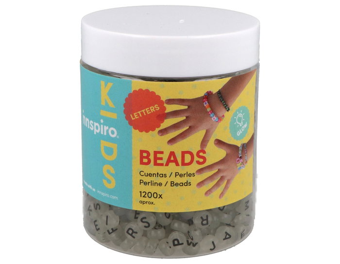 Innspiro Perles Alphabet Phosphorescentes 1200pcs 7mm Pot de plastique