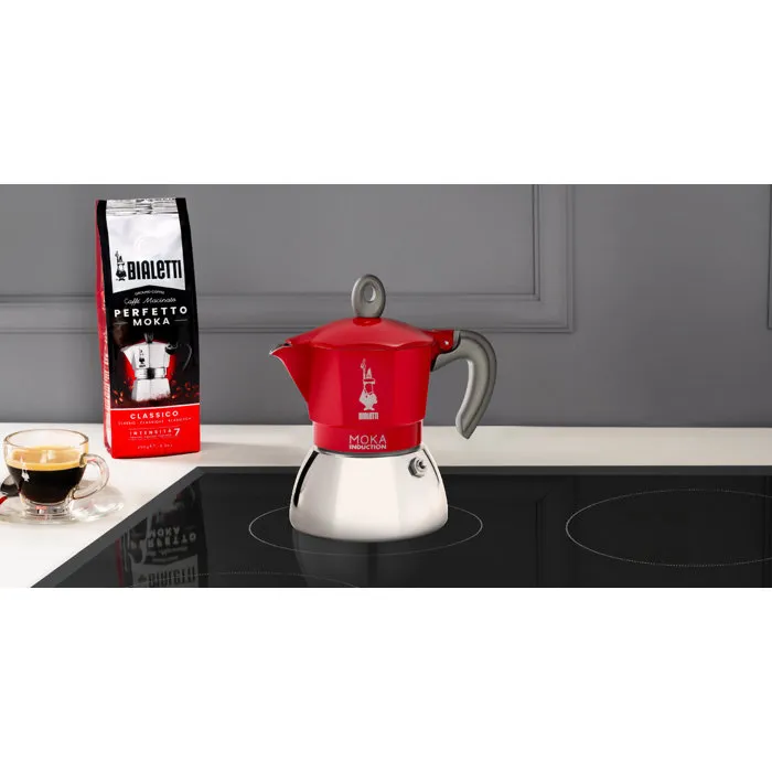 Bialetti Cafetière italienne Moka Express Induction 2 tasses 100 ml Rouge - Pour plaque induction