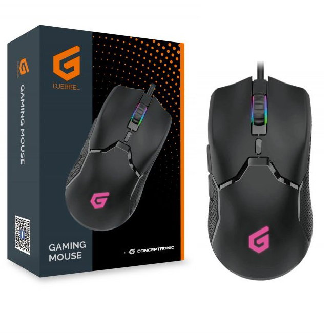 Conceptronic Djebbel04B Souris Gaming Optique Filaire USB 7200 DPI 6 Boutons Programmable LED Noir