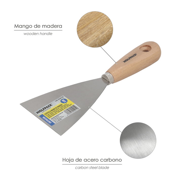 WOLFPACK LINEA PROFESIONAL Spatule avec manche en bois 80 mm WOLFPACK LINEA PROFESIONAL Spatule avec manche en bois 80 mm