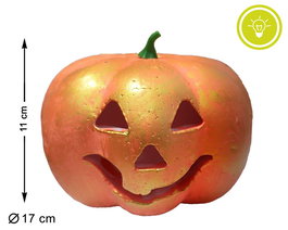 Calabaza Décorative 17 cm avec Lumière Intérieure Orange - Citrouille Halloween Automne Lumineuse