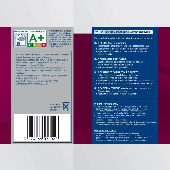 Ripolin - Peinture Extreme murs et plafonds Blanc Velours, 5 L - Ultra couvrante, atténue les imperfections, finition velours