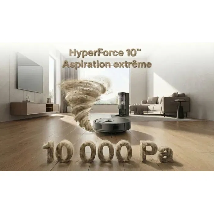 EZICLEAN CyberFlow MAX Robot Aspirateur Laveur avec Base de Vidage AutoClean 2L, Navigation LIDAR, 10000 Pa d'Aspiration, Filtration HEPA, Nettoyage Humide, Noir