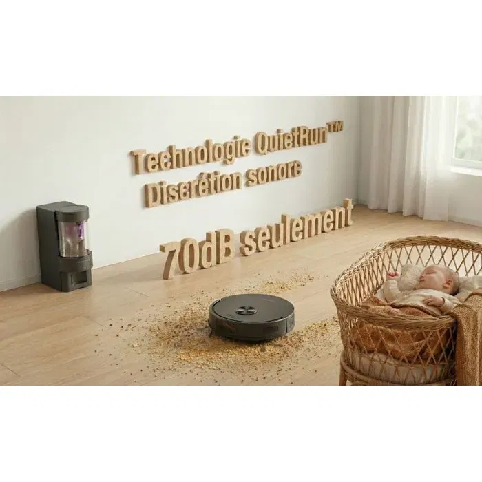 EZICLEAN CyberFlow MAX Robot Aspirateur Laveur avec Base de Vidage AutoClean 2L, Navigation LIDAR, 10000 Pa d'Aspiration, Filtration HEPA, Nettoyage Humide, Noir