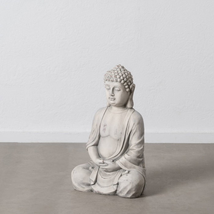 BigBuy Home Figurine Décorative Buda Ethnique Gris