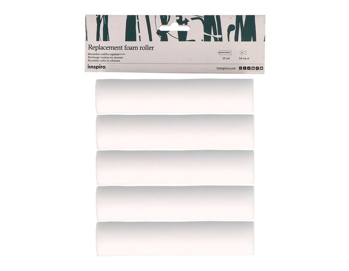 Innspiro Pack de 5 recharges de rouleau de peinture en mousse 15 cm