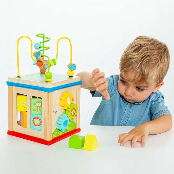Molto - Cube d'activités en bois avec jeux éducatifs - Dimensions 19x17x17 cm - Jouet pour enfant à partir de 3 ans Molto - Cube d'activités en bois avec jeux éducatifs - Dimensions 19x17x17 cm - Jouet pour enfant à partir de 3 ans