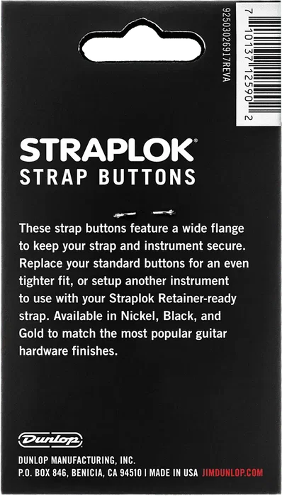 Dunlop Straplok Dualdesign Set de 2 Fixations de Sangle Nickel - Nickel