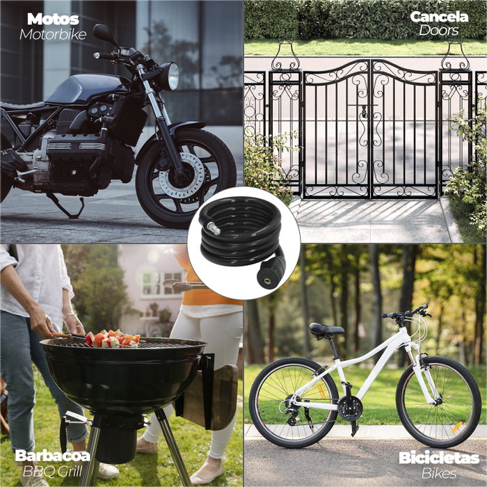 WOLFPACK LINEA PROFESIONAL Câble de vélo en spirale avec clé 12 mm x 150 cm