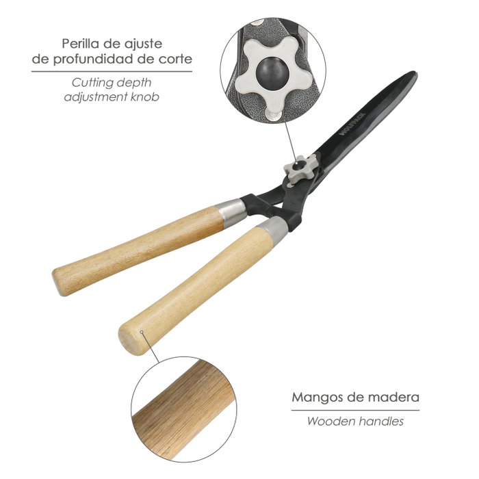 WOLFPACK LINEA PROFESIONAL Sécateur de haie à deux mains 54 cm avec manches en bois