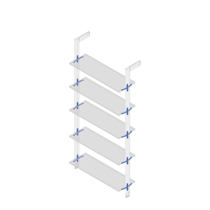 Emuca Lot de consoles pour 5 tablettes en verre pour la structure Zero, verre non inclus, Zamak, Peint en noir texturé
