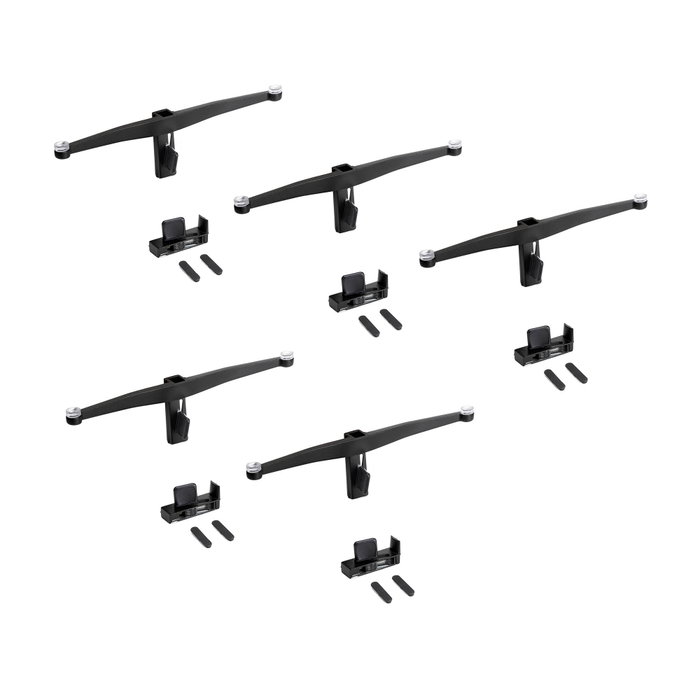 Emuca Lot de consoles pour 5 tablettes en verre Zero, Noir texturé Emuca Lot de consoles pour 5 tablettes en verre Zero, Noir texturé