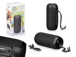 Arte Regal Enceinte Ronde Noir 8x16,5x7,5 cm Plastique ABS Silicone Polyester FM USB AUX Bluetooth TF (Set de 8)