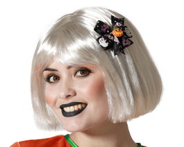 Pince à cheveux citrouille orange et détails noirs