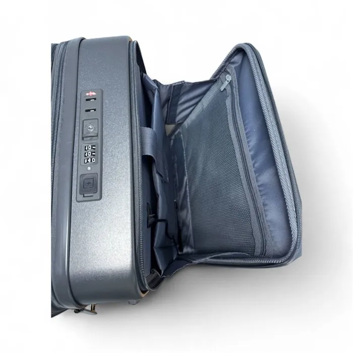 Swiss Fly Valise cabine avec compression sous vide - Bleu ciel