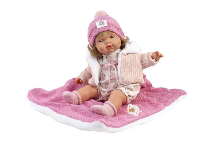Llorens - Poupée Lola Llorona parlante espagnole 38 cm, avec couverture et mécanisme à son, corps en tissu
