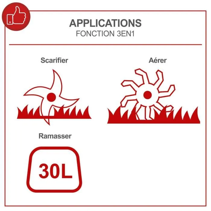 Scheppach SC32 - Scarificateur électrique 1500 W - Largeur de travail 32 cm - Bac de ramassage 30 L - Hauteur réglable Scheppach SC32 - Scarificateur électrique 1500 W - Largeur de travail 32 cm - Bac de ramassage 30 L - Hauteur réglable