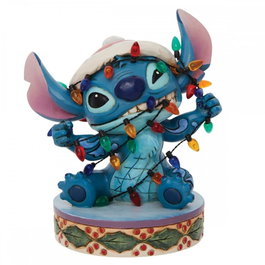 Enesco Disney Stitch emmêlé dans des guirlandes de Noël